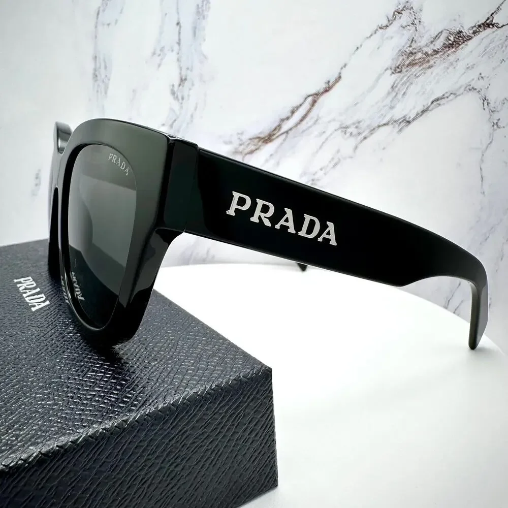 New PRADA Sunglasses PR C04S 16K08Z Black Square Acetate Grey Lens 52-22-145 - Picture 16 of 16